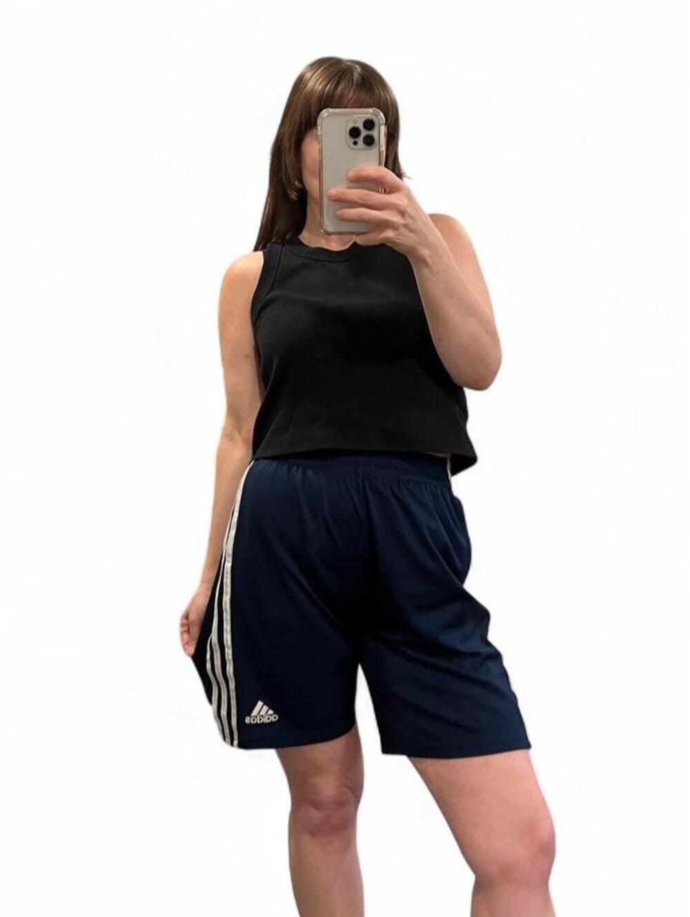 Y2K Adidas Navy 3-Stripe Athletic Shorts Athleisure XS/S